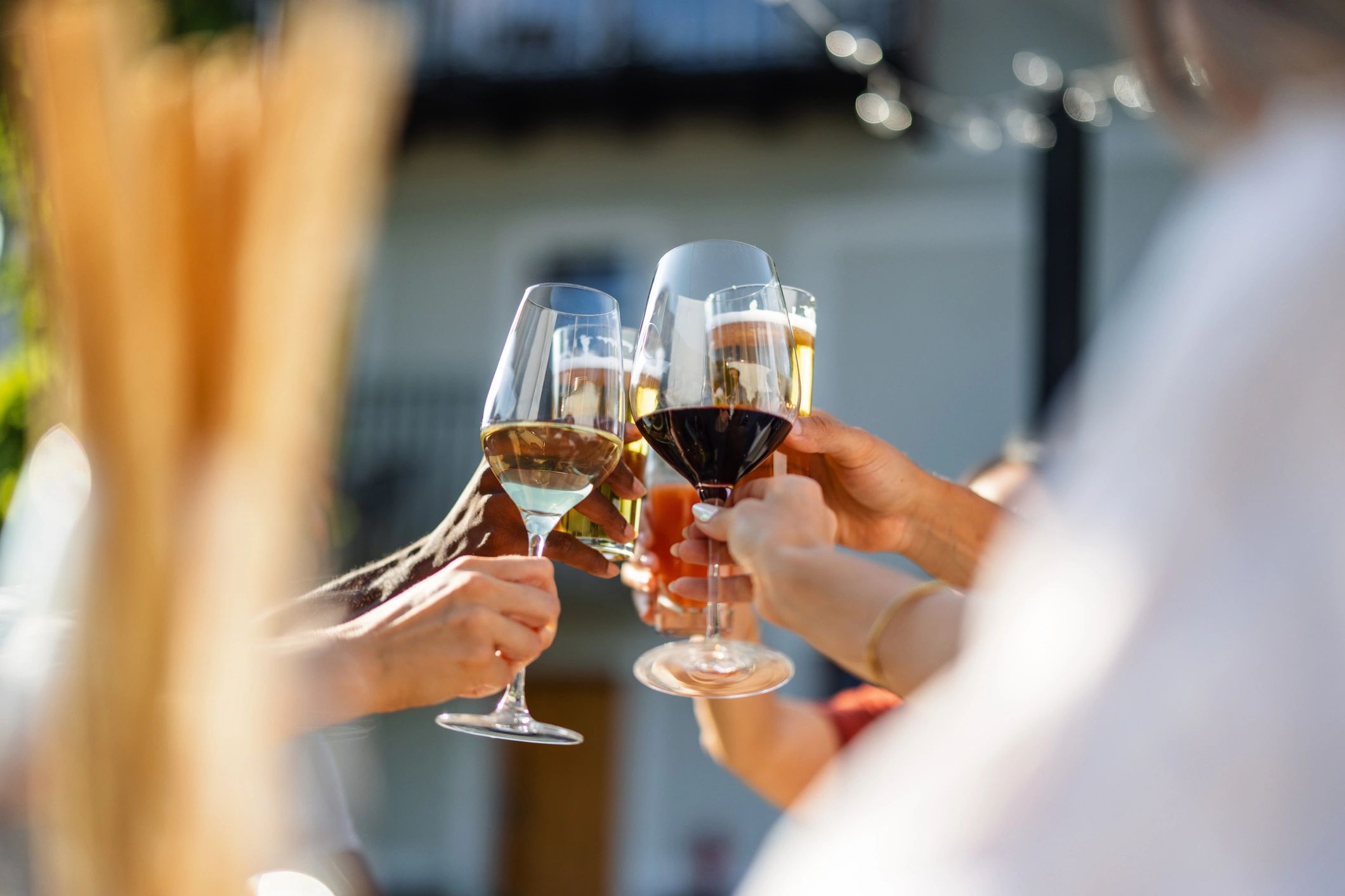 Friends clinking glasses in a toast